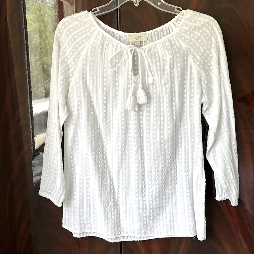 LOFT White Blouse 3/4 Sleeve
